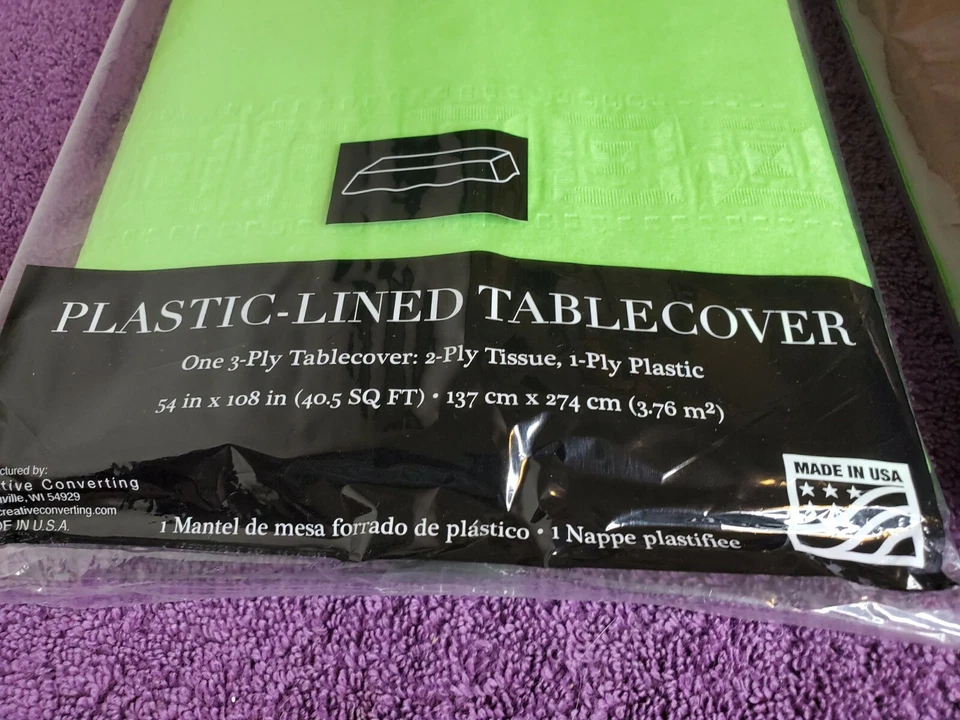 Plastic Party Rectangle Tablecloths | USA Citrus Green & Brown 54" x 108" - Image 2 of 3