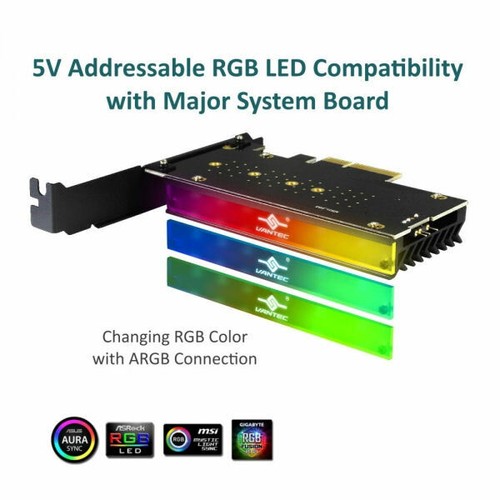 Vantec UGT-M2PC12-RGB M.2 NVMe PCIe X4 Adapter w/ ARGB Heat Sink - Picture 3 of 5