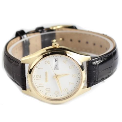 Seiko Japanese Quartz Embossed Leather White Dial Men's Analog