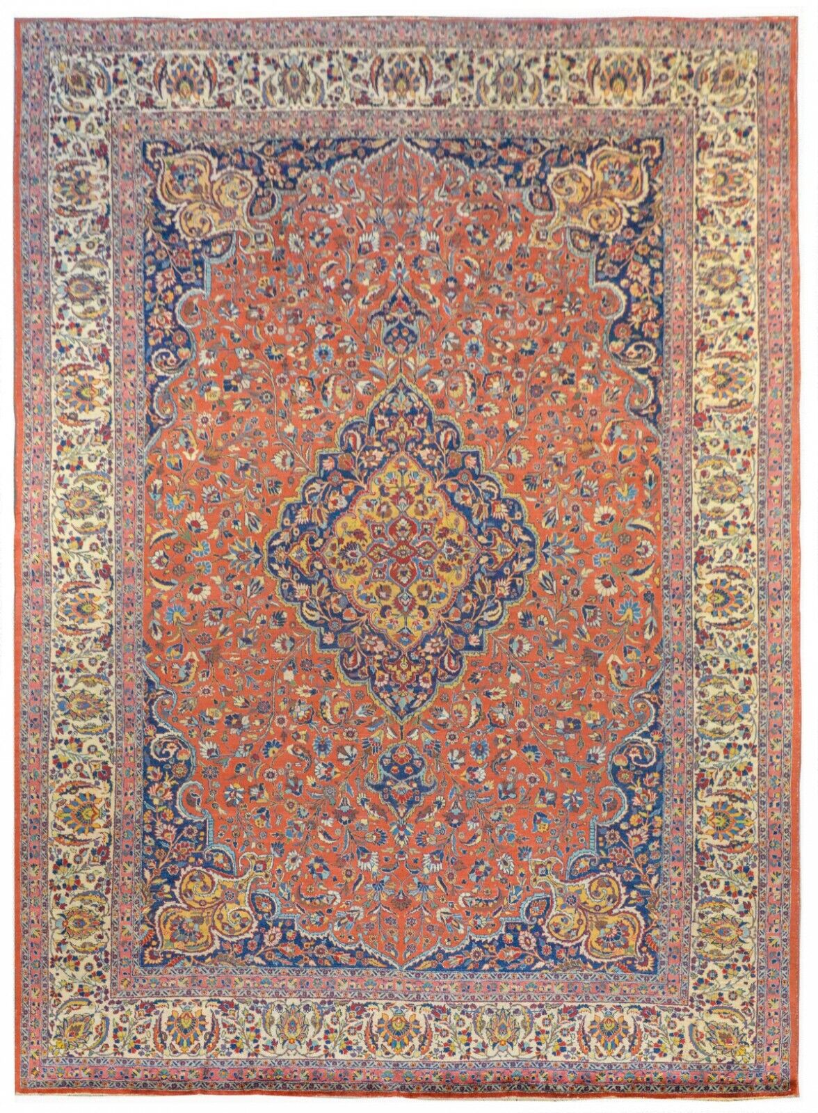 Fantastic Floral - 1930s Antique Oriental Rug - Handmade Carpet - 11.4 x 15.5 ft