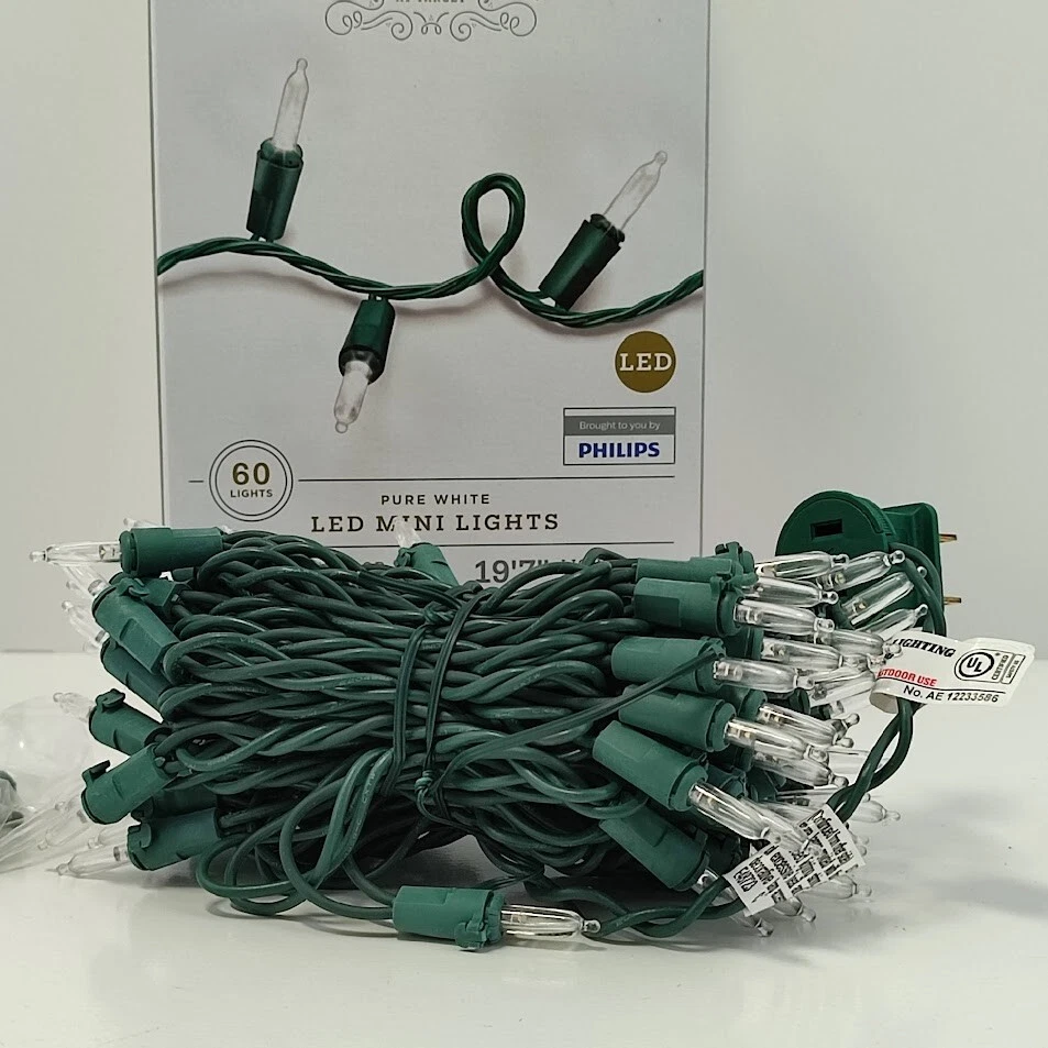 Philips Wondershop 60 LED Pure White Mini Christmas String Lights 19 x7