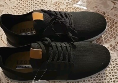 IZOD  Bannister  Men s Lightweight Stretch Textile Sneaker [Black]  Size 9.5 New