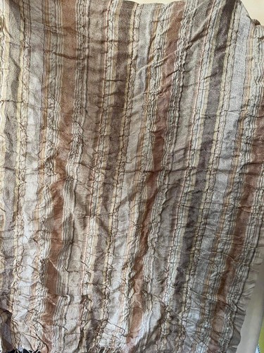 Passigatti 50% Silk 20%Woll 30% Linen Scarf Stole Wrap Beige Stripe Patterns - Picture 6 of 8