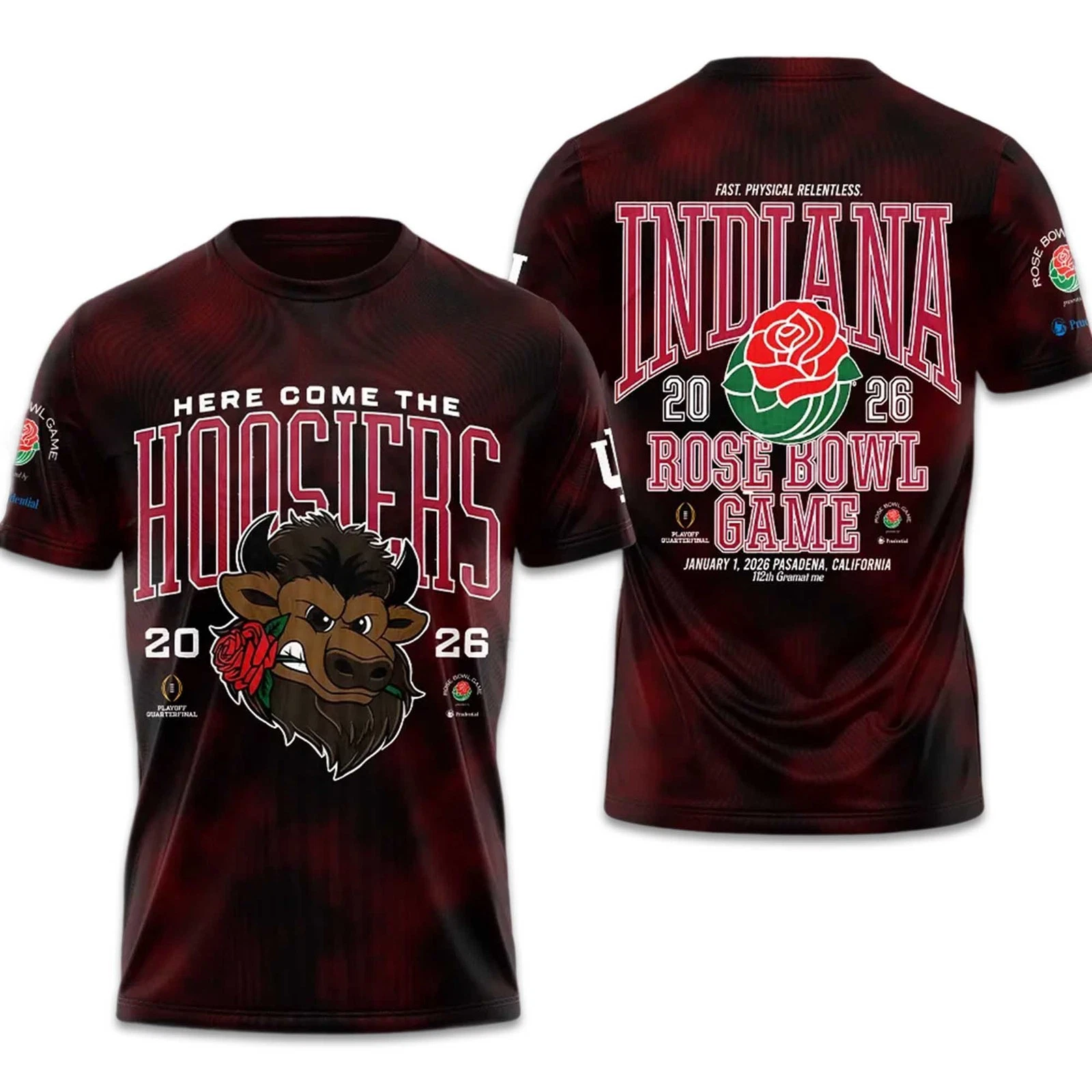 Indiana Hoosier Football 2026 Rose Bowl 3D T-shirt