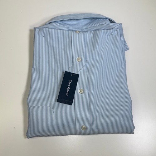 Club Room Men's Regular Fit Traveler Stripe Dress Shirt, blue 16.5 34-35 $60 - Picture 4 of 5