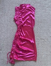 SHEIN Barbiecore Hot Pink Satin Ruched Bodycon Mini Dress M