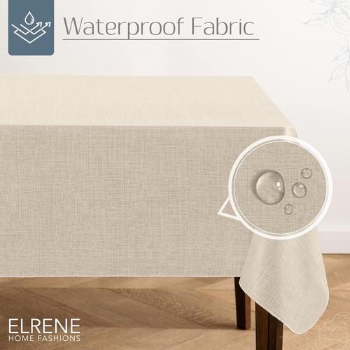 Elrene Home Fashions Monterey Linen 120" x 60" (Rectangular), Ivory - Picture 2 of 7