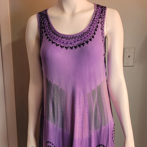 Ingear Batik Strandkleid lila Batik Einheitsgröße bestickt Mumu - Bild 2 von 10