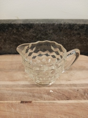 Vintage Depression Clear Glass- Cubist Pattern Creamer 2.5" - Picture 2 of 6