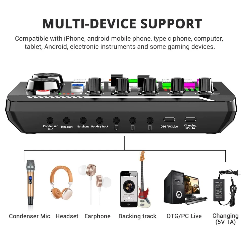 Live Sound Card and Audio Interface with DJ Mixer Effects and Voice Changer - Image 4 of 4