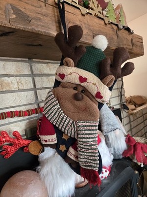 Marshall's 3D Plush Reindeer Moose Christmas Holiday Stocking