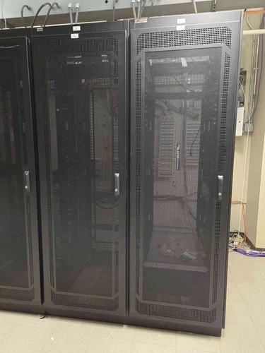 42U APW Black Server Rack Cabinet Fully Enclosed Front / Back Mesh Doors
