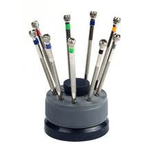 9-Piece Watch Repair Screwdriver Set with Rotating Stand & Spare Blades
