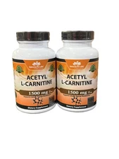 (2) NaturaLife Labs Acetyl L-Carnitine 1500mg 100ct Supplement SEALED BB 05/2028