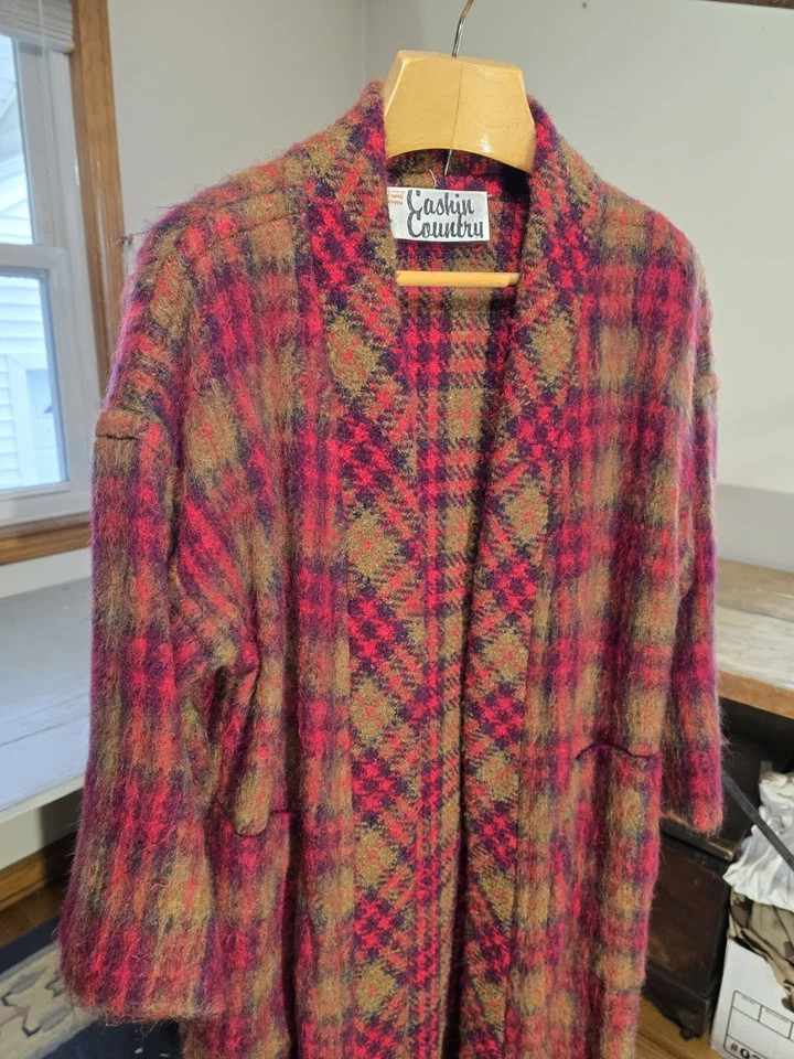 Bonnie Cashin Country Mohair Plaid Coat 1960s Designer Outerwear Long Jacket - Image 4 of 4