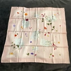 HERMES Carre 90 Des Fleurs Pour Le Dire Silk 100% Scarf Pink Unused No Box