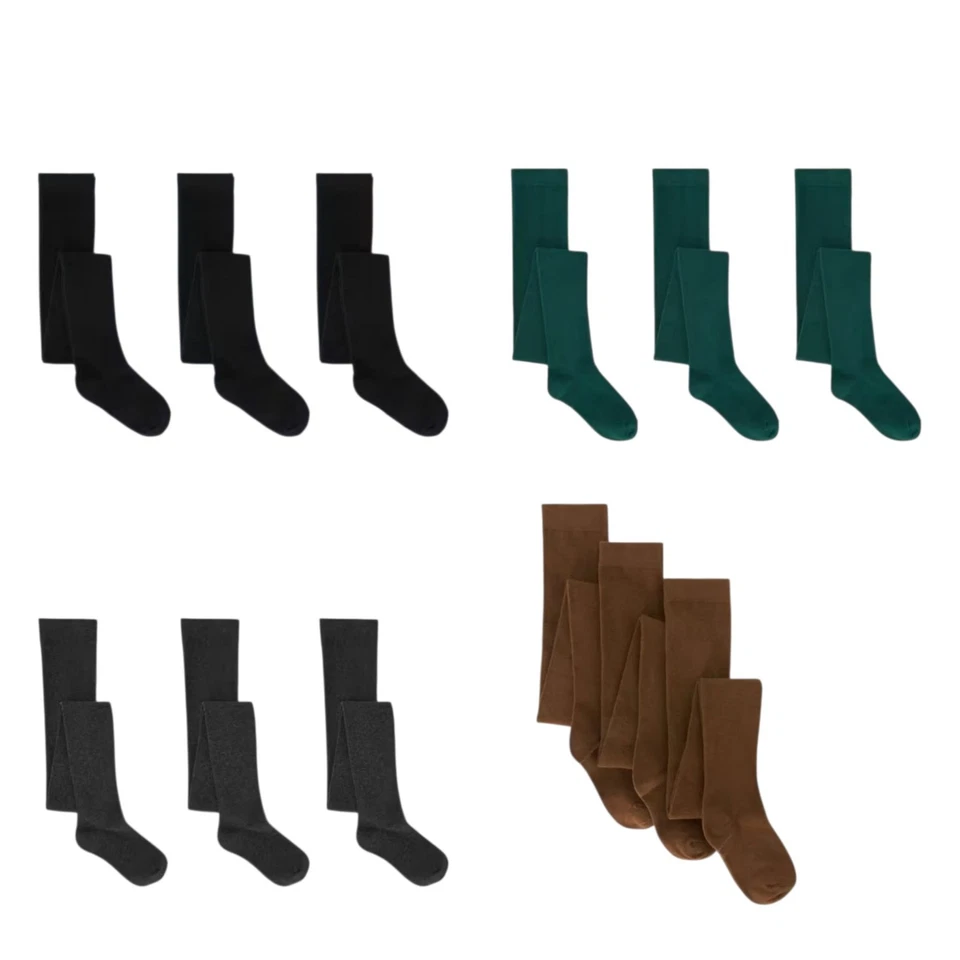 BN John Lewis ANYDAY Kids' Cotton Rich Tights Pack of 3 - Choose Option