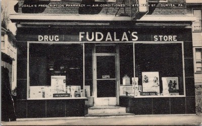 Vintage Postcard Fudala's Pharmacy Drug Store Duryea Luzerne Pennsylvania E5
