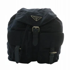 PRADA Rucksack Backpack Daypack Mini Nylon Belt Logo Triangle Plate Navy XZ GY11