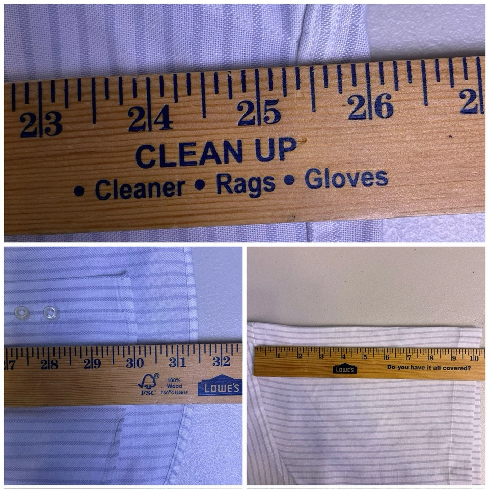 Lands End Shirt 17.5 Mens S/S OCBD Gray White Bengal Stripe USA Preppy VGUC - Image 4 of 4