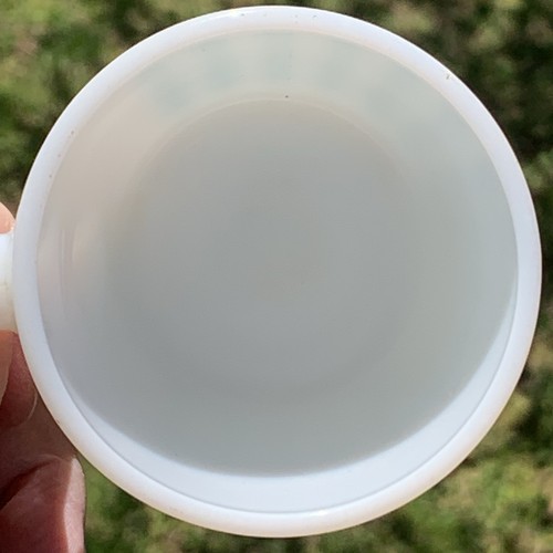 Vintage Hazel Atlas gestreifte Milchglas Becher rot und türkis *LESEN* - Bild 13 von 13