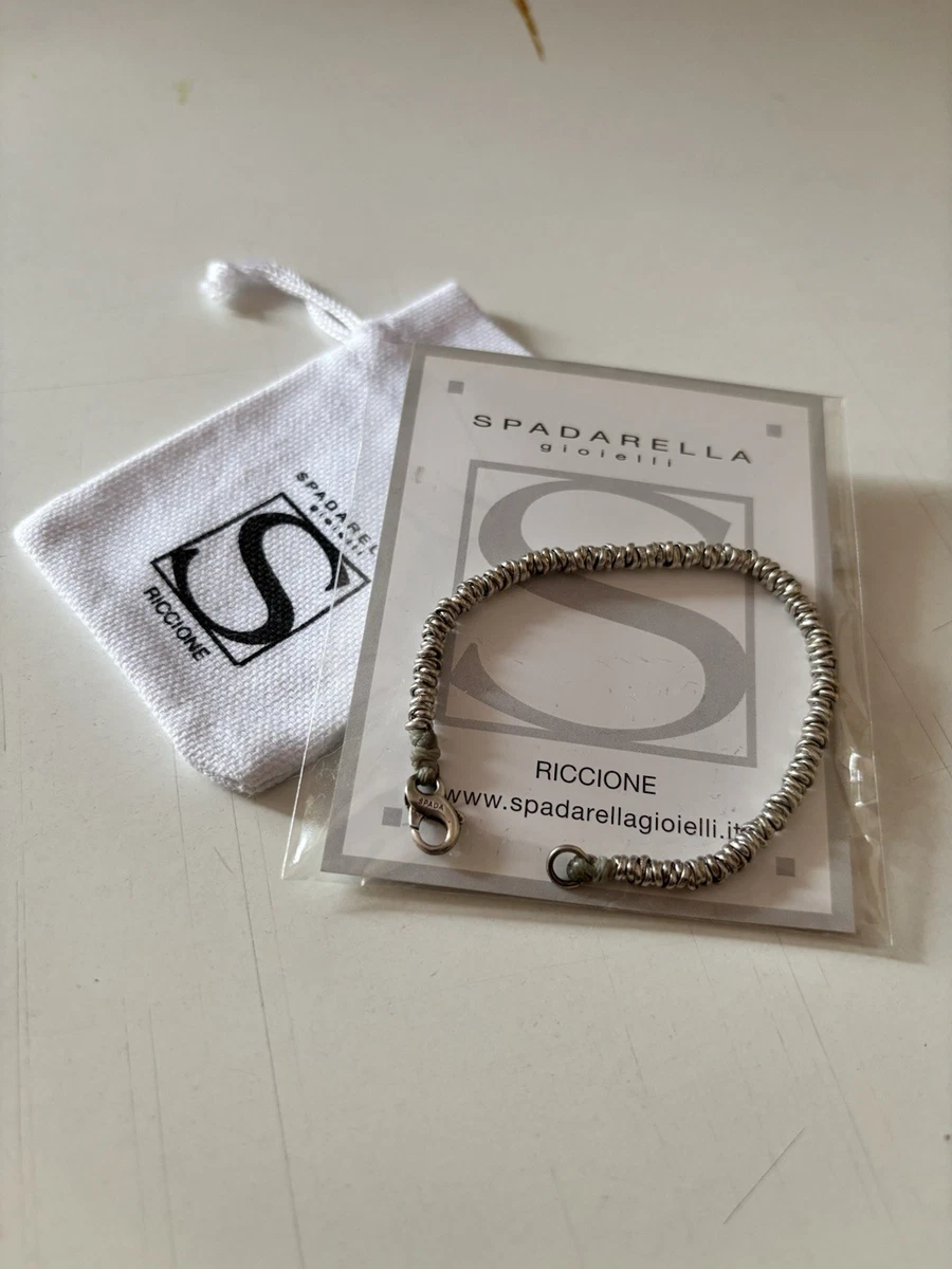 Bracciale Unisex Spadarella In Ematite Con Cuori Da 6 Mm – Fatto A Mano In Italia, Chiusura In Argento 925, Cotone Nautico Resistente, Lunghezza 17 Cm