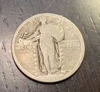 Standing Liberty 90% Silver Quarter - No Date. Good Condition.
