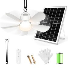Solar Ceiling Fan Light, 20000mAh Portable Gazebo fan with 30W Solar Powered ...