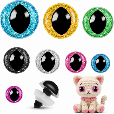 #ad #ad 160 Pcs Glitter Safety Eyes for Amigurumi with Washers Cat Crocheting Eyes Tool $12.06