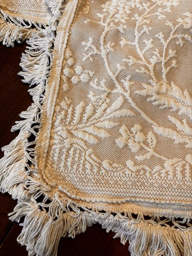 Pair VTG Bates Heritage Weavers Pillow Shams Fringe Patternd Details Maine Bates - Picture 6 of 7