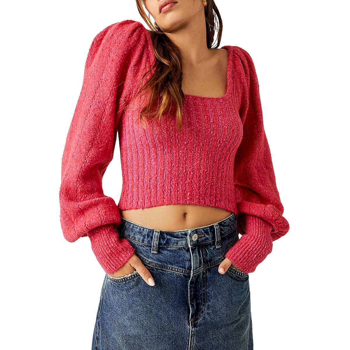 Free People Женский пуловер-свитер в рубчик Katie Pink в рубчик M BHFO 3904