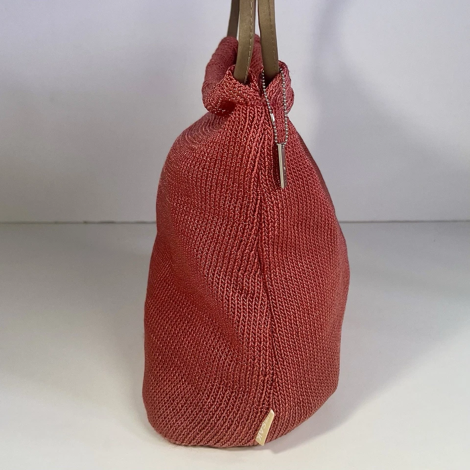 Bolso de Hombro De Colección The Sak Color Rosa Crochet Doble Correa Cierre Magnético Hobo Y2K Foto 4 de 4