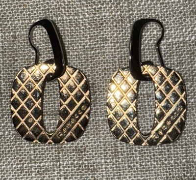 REBECCA Rose Gold Plated Circle Earrings With Grid Pattern- Made In Italy