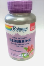 Solaray Berberine 100 Vegcaps 500mg Vital Extracts from Indian Barberry Exp 3/29