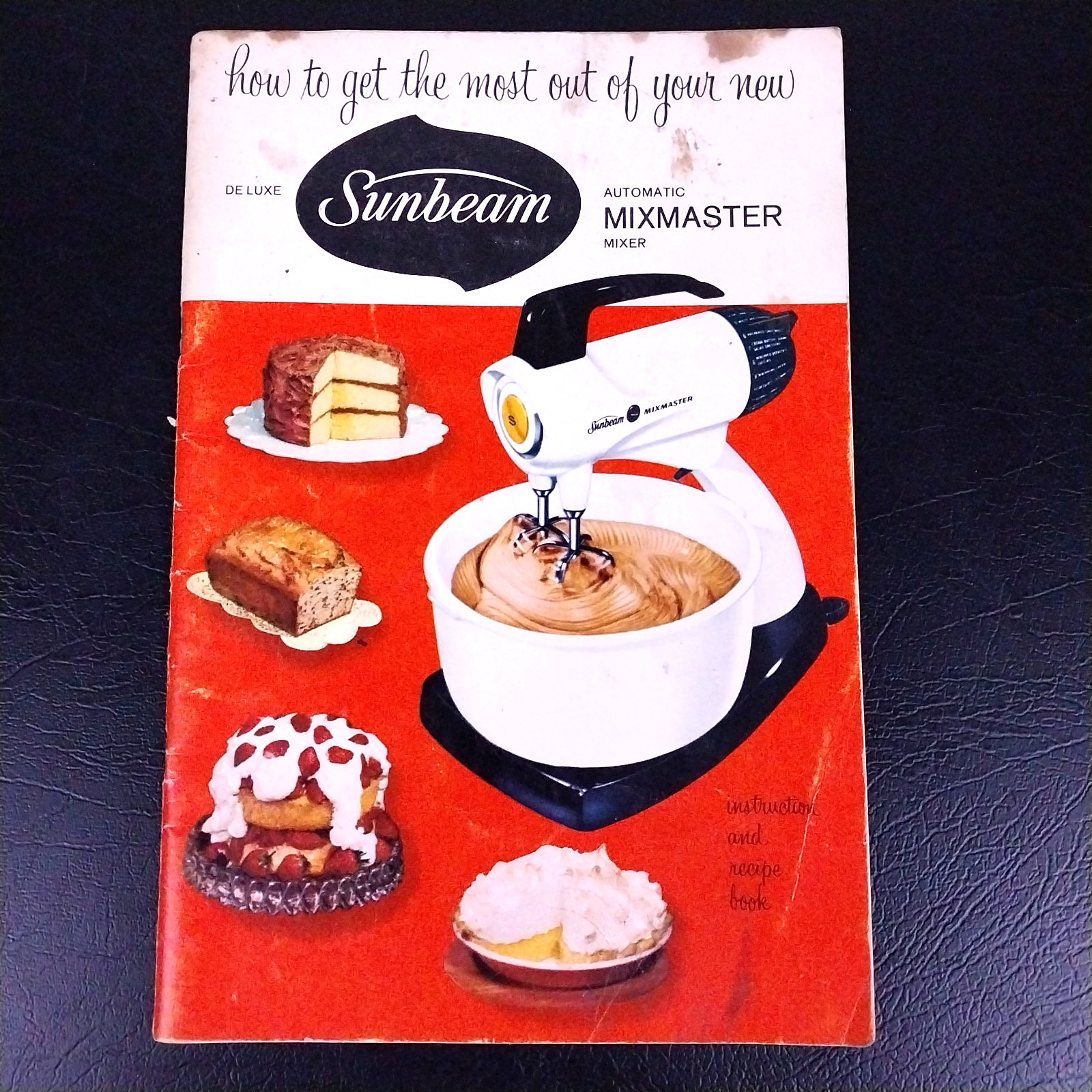 Vintage 1957 Deluxe Sunbeam Automatic Mixmaster Mixer Instructions & Recipe Book