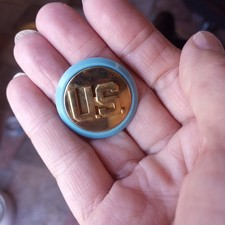 US Army Military Infantry Collar Insignia GI Blue Disk Vietnam Metal Pin Lapel