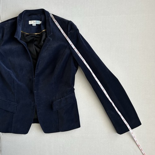 Boden Women’s Blue Velvet Front Hook Closure Blazer Jacket Size 10 - Picture 7 of 14