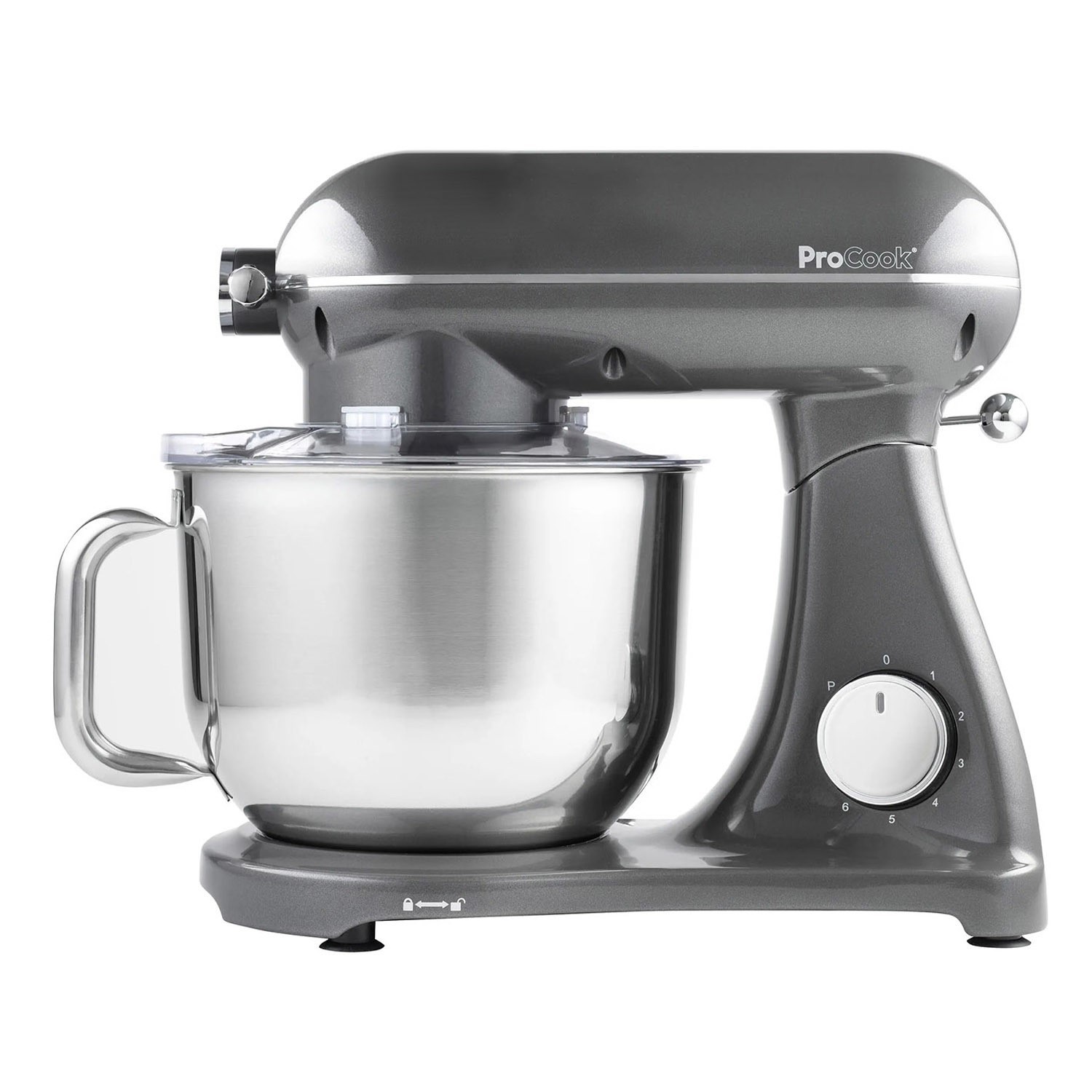 ProCook Stand Mixer 1800W with 6L Mixing Bowl 6 Speed Settings - Gun Metal 9446