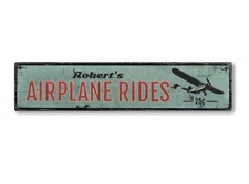 Custom Aviator Pilot Airplane Rides - Handmade Vintage Wooden Sign
