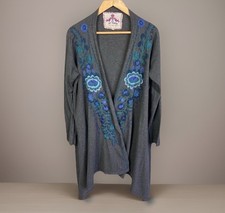 Johnny Was Oversized Embroidered Cardigan Women  s 100 Cotton Floral Small