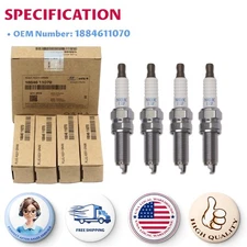 4PC GENUINE 18846-11070 SPARK PLUGS FOR 11-18 ELANTRA TUCSON FORTE SORENTO SOUL