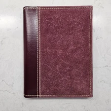 New Leather/Suede Small Photo Album 4” x 6” Brag Book burgundy-holds 24 pictures