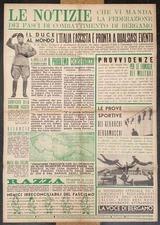 BERGAMO NEWSPAPER MURAL POSTER 100X70 FEDERATION GOVERNING PARTY 1938 PNF