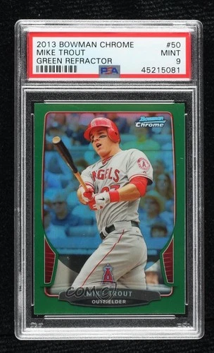 2013 Bowman Chrome Rack Pack Green Refractor Mike Trout #50 PSA 9 MINT