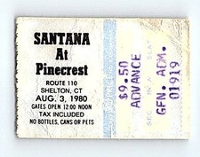 Santana Concert Ticket Stub August 3 1980 Shelton Connecticut