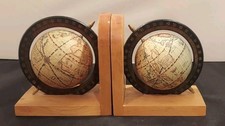 Vintage Pair of Spinning Old World Globe Bookends