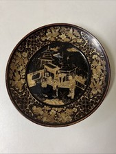 Antique Chinese Laquerware Plate 19th Century Canton China  - See Photographs