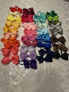 Baby Toddler girls 38 pc 4" - 5" Grosgrain Ribbon Headband Hair Bows Elastic