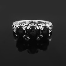 925 Sterling Silver Natural Black Onyx Gemstone Jewelry Ring All size US 