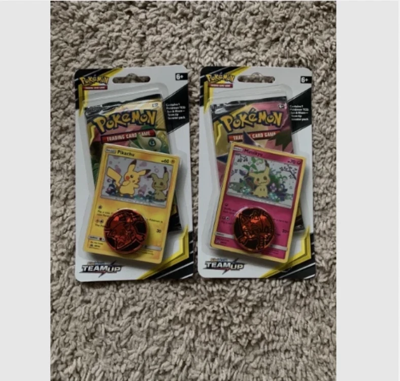 where are pokemon cards manufactured 1x Sealed TEAM UP Blister Packs (Pikachu SM162 + Mimikyu SM163) Pokemon  Cards